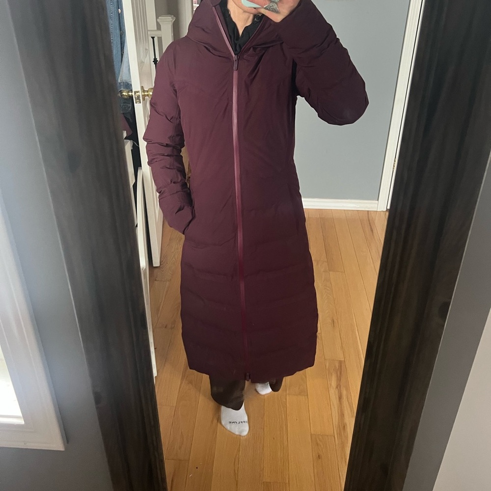 Lululemon Burgundy Long Puffer Coat - Picture 3 of 3